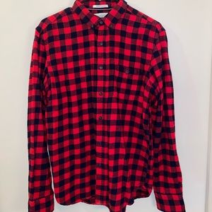 Red Flannel Polo - Denim and Flower